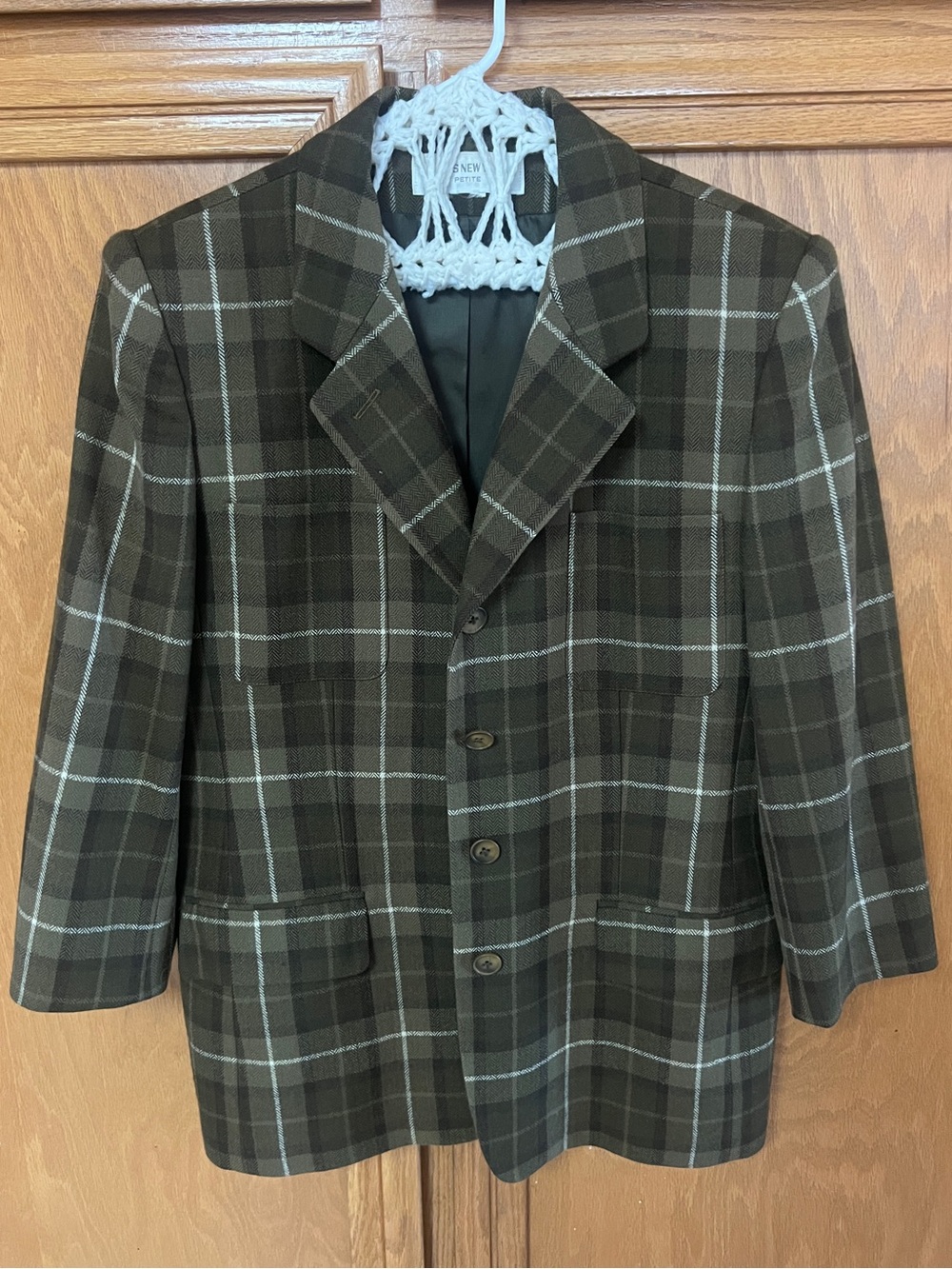 vintage Jones New York dark green plaid blazer